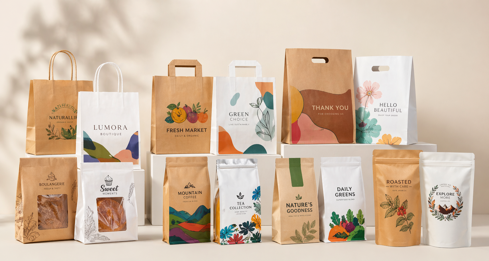 Custom branded paper bags collection